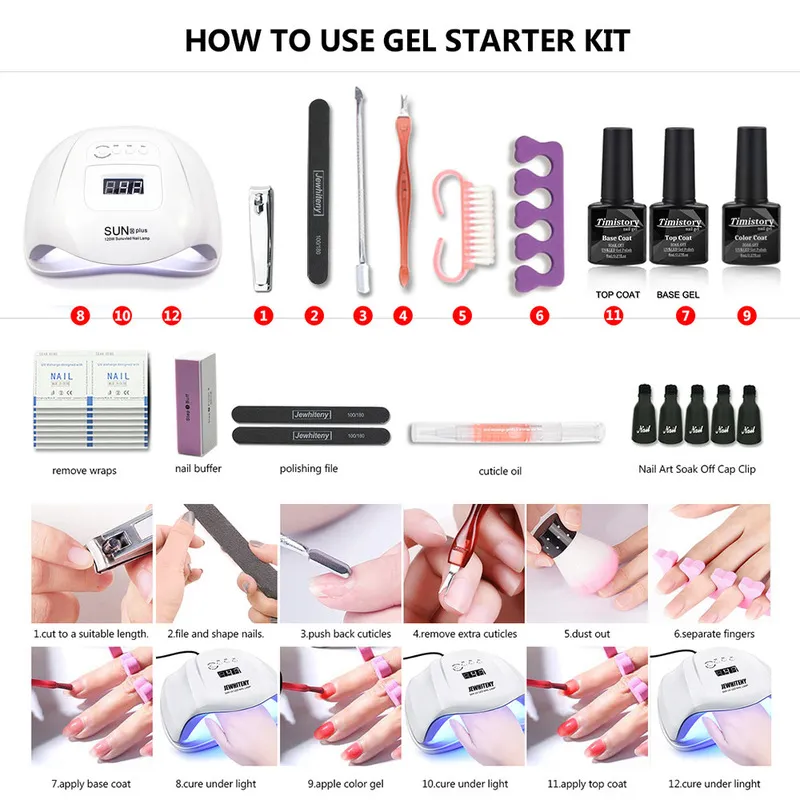 Manicure With 120W80W54W Led Lamp 35000RPM drill Machine UV Polish Gel Nail Kit Tools Set 220606