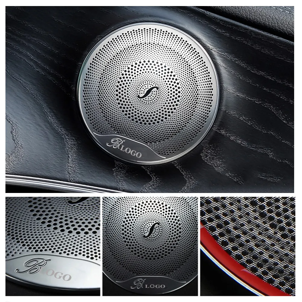 4 ADET Araba Kapı Ses Hoparlör Dekor Kapak Hoparlör 3D Trim Sticker Araba Styling Mercedes Benz AMG C E Sınıf W205 W213 GLC