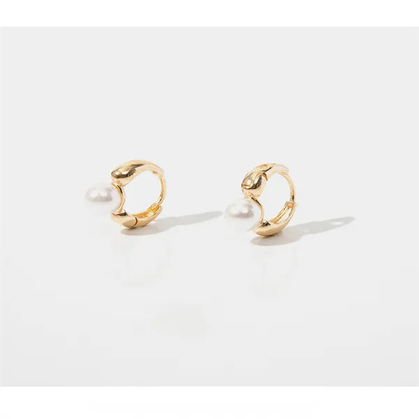 2022 Nieuwe premium French Pearl Charm Cute Small Hoop Earrings dames goudbladen AB772249Z