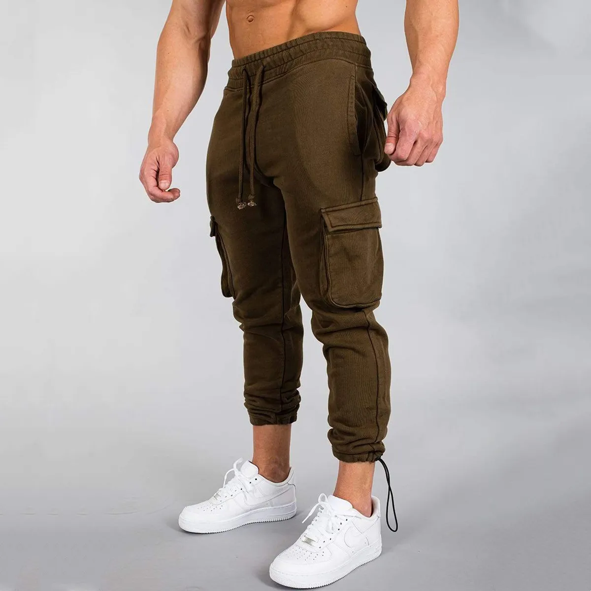Joggers Sweatpants Men Autumn Casual Pants Gym Fitness Cotton Sportswear Trousers Male Multi-pocket Cargo Training Trackpants