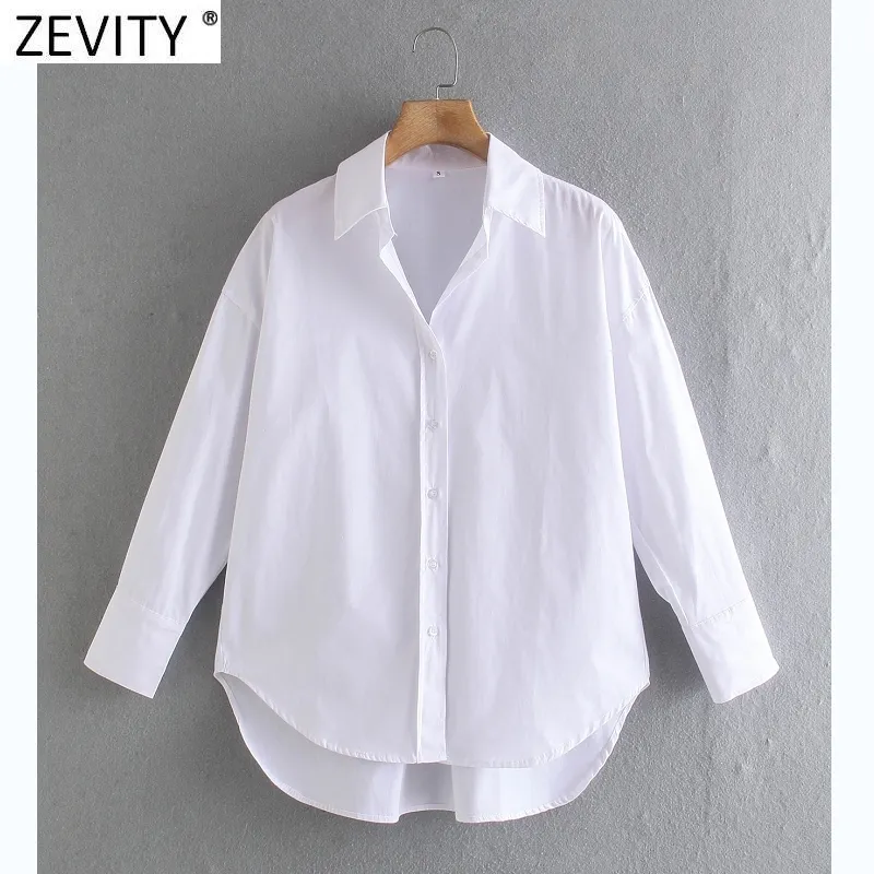 Zevity Mulheres Simplesmente Doce Cor Casual Slim Popeline Camisas Escritório Senhoras Manga Longa Blusa Roupas Chic Chemise Tops LS9405 220725