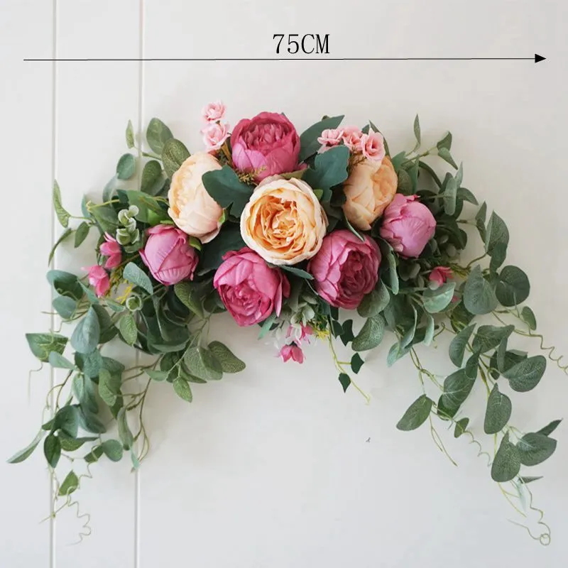 Konstgjord krans dörr tröskelblomma Blomma DIY Wedding Hem Living Room Party Pendant Wall Decor Christmas Garland Present Rose 220406