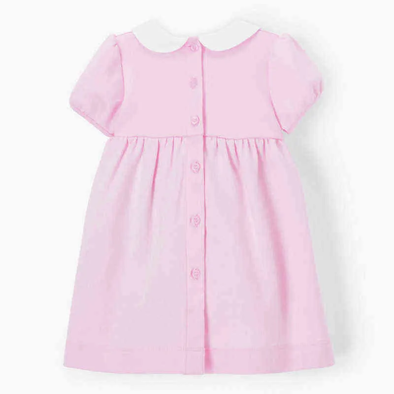 작은 Maven 여름 여자 아기 옷 드레스 꽃 자수 유아용 면화 드레스 5 년 Peter Pan Collar Kids Party Dress G220518