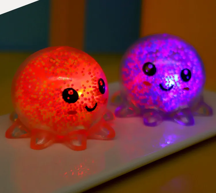 Glowing Light Squid Vent Ball Squeeze Toys Décompression Bubble Octopus Soulagement du stress Cadeau pour les enfants AK411 220708