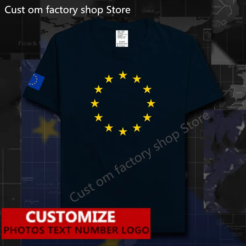 European Union United in Diversity EU EUR men t shirt Free Custom Jersey DIY Name Number 100% Cotton T-shirts 220609