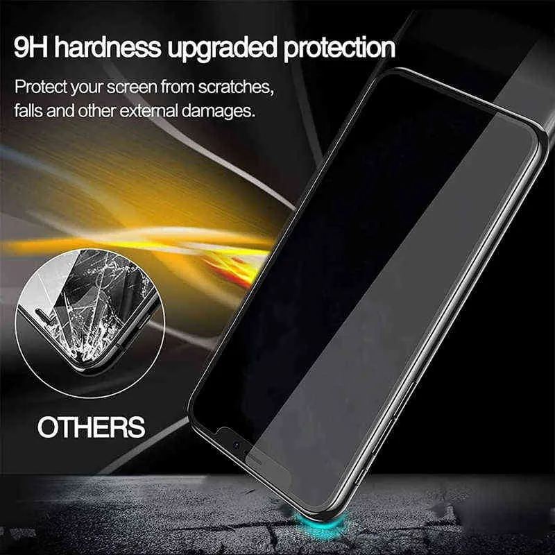 4 pièces verre anti-espion pour IPhone 11 12 13 Pro Max Mini XS XR X protecteurs d'écran de confidentialité pour IPhone 13 Pro MAX 6 S 7 8 Plus AA220326