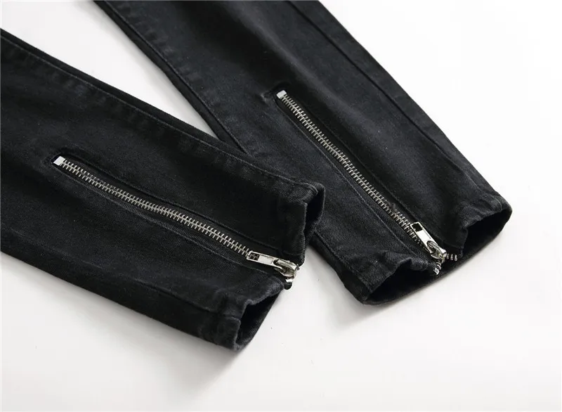 Мужские разорванные тощие байкерские джинсы разрушенные брюки для джинсовых штанов с тонкой подготовкой
