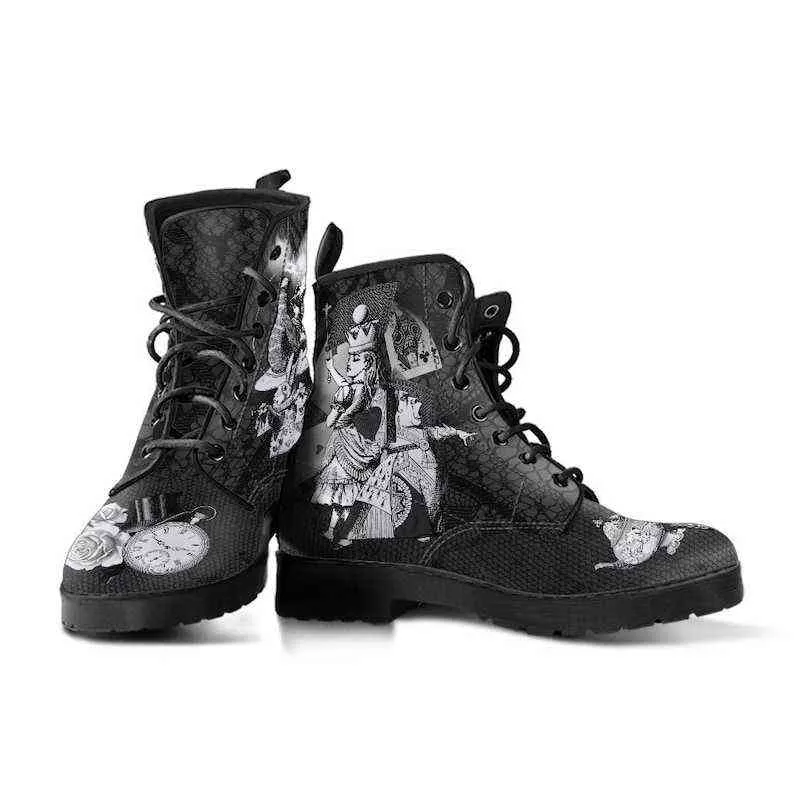 Boot Martin Damen Herbst und Winter 2022 Fashion Tooling Skull Flower Print High Top Ladies 220805