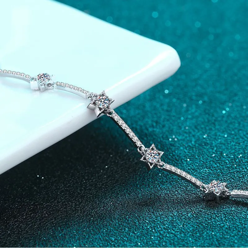 Srebrna bransoletka z dziesięcioma diamentami i sześcioczęściową gwiazdą biżuterii Fawn222106