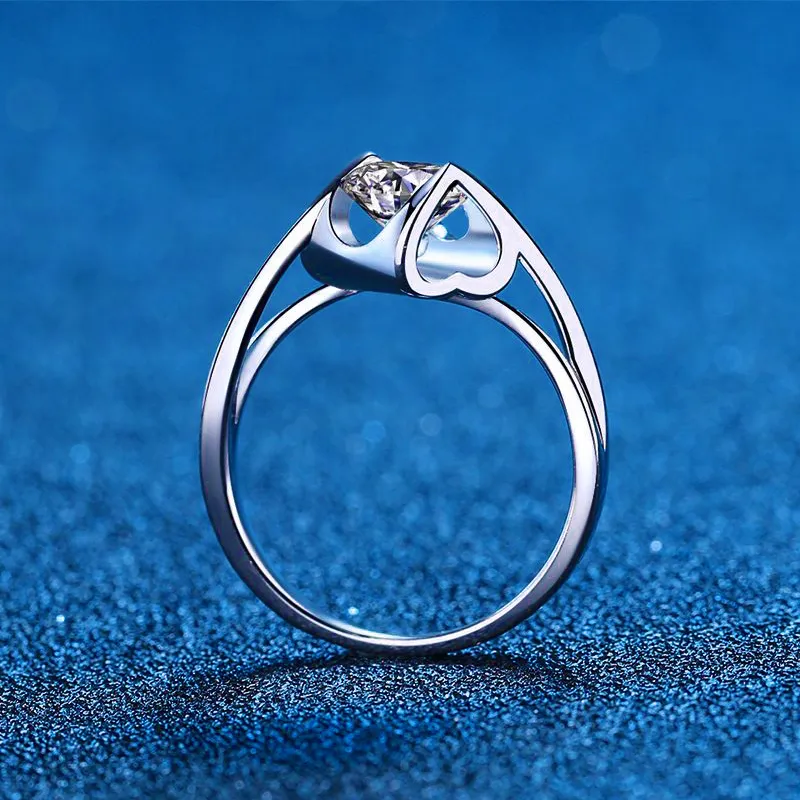 Anello di fidanzamento diamantato 1ct donne Ed Vine Heart Impostazione da sposa Rings Fomagni Sterling Silver Wedding Jewelry 2208137140703