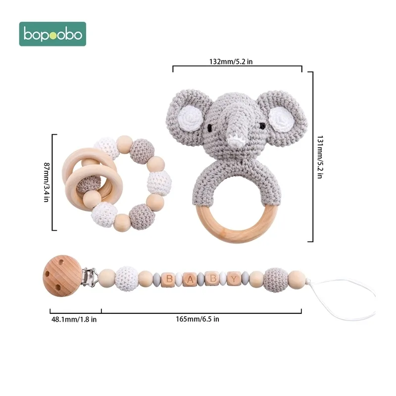 Bopoobo bébé anneau de dentition Silicone perles en bois bébé sucette chaîne berceau bricolage personnalisé hochet sucette Bracelet anneau de dentition 220531