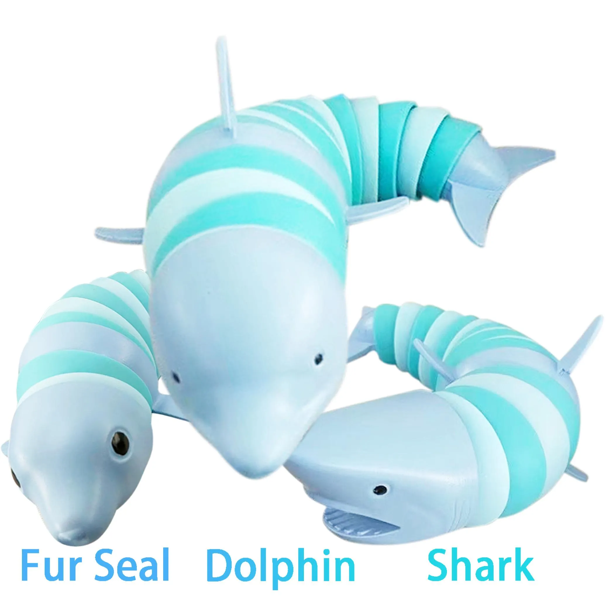 New Shark  Slug Fidget Toy Tiktok Anti stress Caterpillar Inchworm toy sea animal 3D finger twist slug fidget toy sxjul1