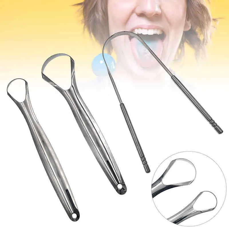 Rastreadores de língua Conjunto de 3 limpador de aço inoxidável para reduzir o mau hálito 220614