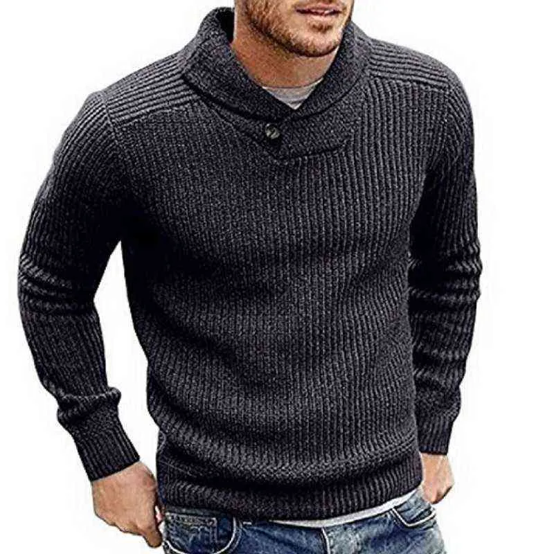 Autumn And Winter Sweaters European And American Big Men Sweaters Solid Color Tops Knitted Sweaters L220801