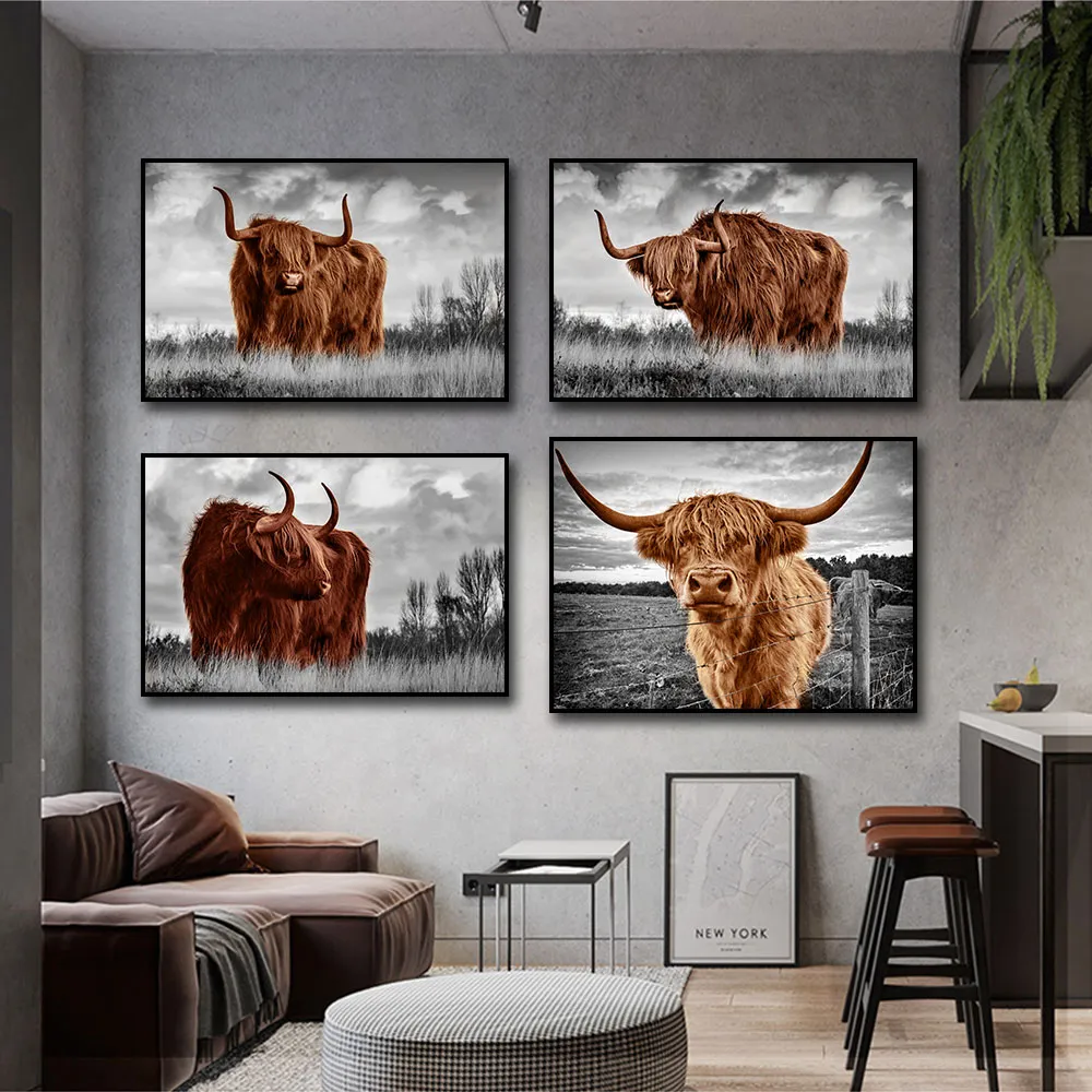 Verspil vee foto wilde dieren canvas schilderen gedrukte muurkunst voor woonkamer moderne decoratieve foto's home decor unframe