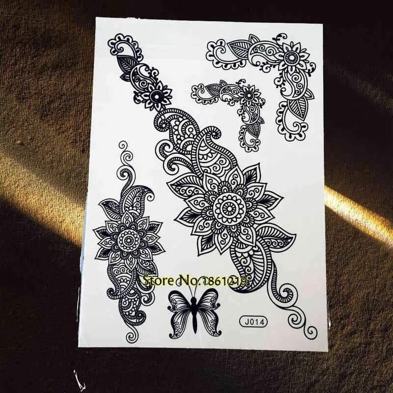 NXY Temporary Tattoo Black Butterfly Fake Henna Stickers Gbj024 Lovely New Body Art Women Chains Tatoo 0330