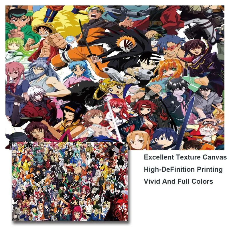 Peintures Japonais Anime Personnage Collection Toile Peinture Dessin animé Mur Art Affiches et impressions pour chambre à coucher Chambre d'enfant Cuadros Un255t