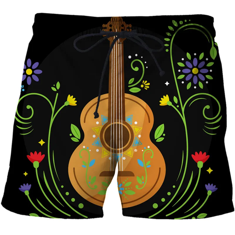 Gitarrinstrument Herrkläder överdimensionerade Bermuda Shorts för män Casual Harajuku Boys Beach Short Sweatpants Unisex 3D Print 220624