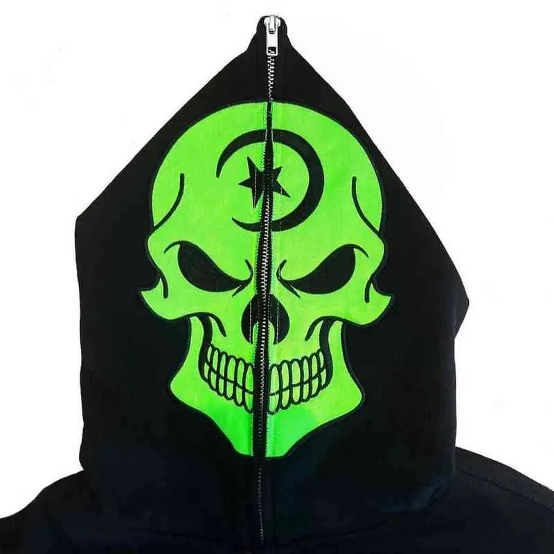 New Skull Embroidered Oversized Hoodie Women Y2K Gothic Punk Jacket Harajuku Zip Sweatshirt Women Street Trend Fashion Clothing