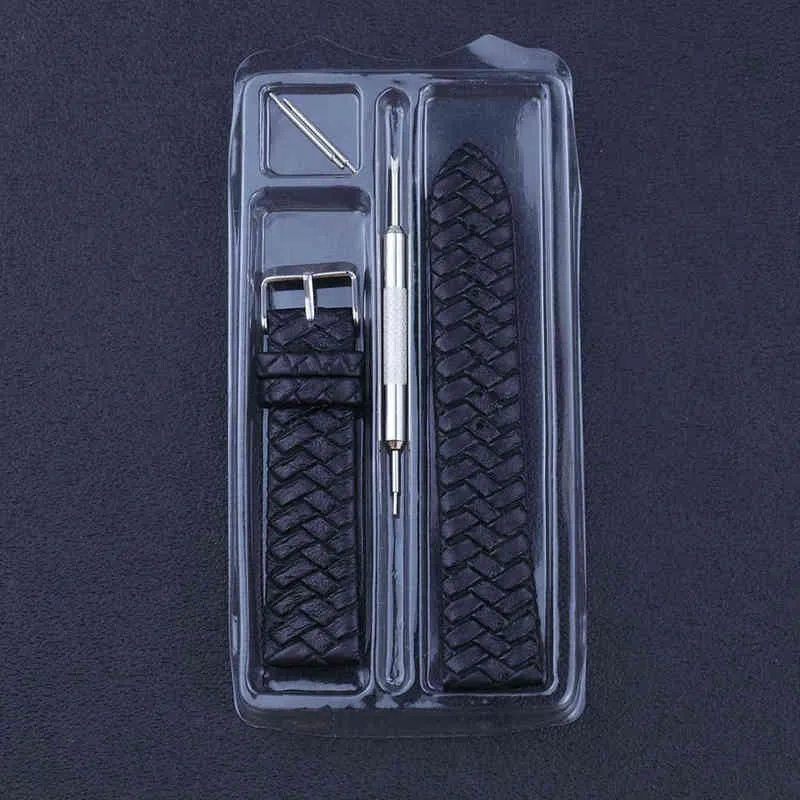 Con lo strumento Pelle Sewin Woven patterng Strap Band box set Purple Black Belt 10mm 12mm 14mm 16mm 18mm 20mm 22m 24mm G220420