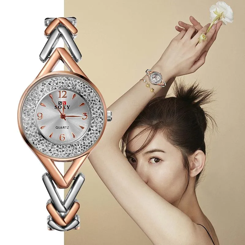 Armbandsur design casual soxy kvartsklockor feminino relogio armband kvinnor tittar på Emale Clock Zegarek DamskiWristWatches273n