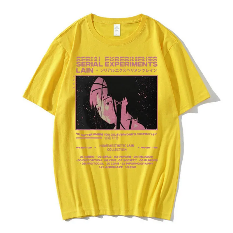 Anime serieexperiment Lain överdimensionerade t shirt män grafik t skjortor unisex iwakura manga girl sci fi kort ärm tee skjorta 220623