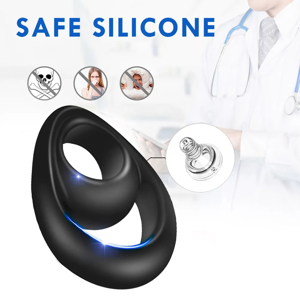 Elastico In Silicone Doppio Anello Del Pene Cazzo Erezione Barella Ritardo Eiaculazione Scroto Legare Ingrandimento Del Cazzo Uomini Erotici Giocattolo sexy