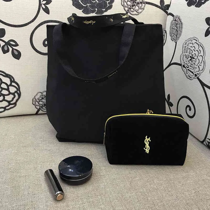 Designer s Tote Cosmetic European och American Portable Storage Leisure Canvas Axel Carry On Handbag Black Veet Handväska