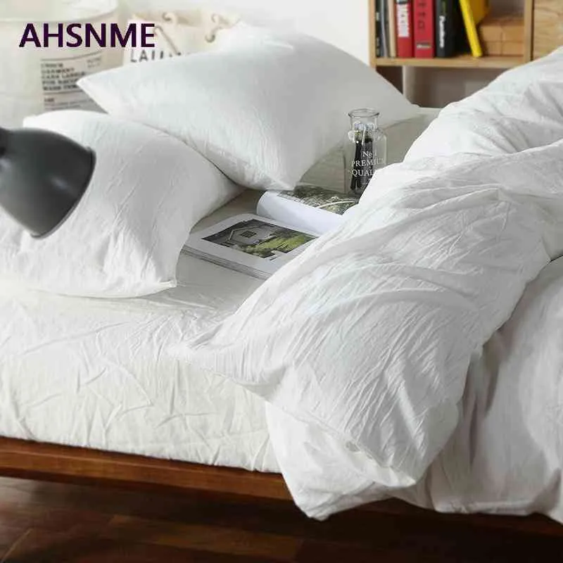 AHSNME 100% katoenen bed linnen Super zachte bedcover bedcover coole zomer witte dekbedovertrekkingen dekbed sets