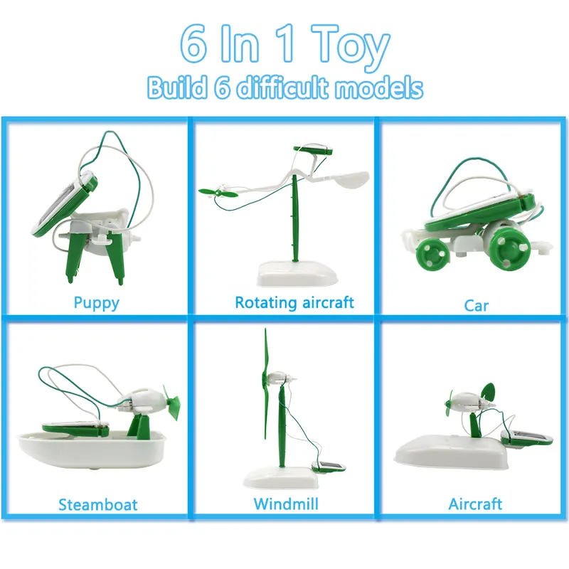 Kit de modèle de Robot solaire 6 en 1, jouets scientifiques pour enfants, bricolage, assemblage d'avion, bateau, voiture, Train, cadeaux éducatifs pour garçon 220715
