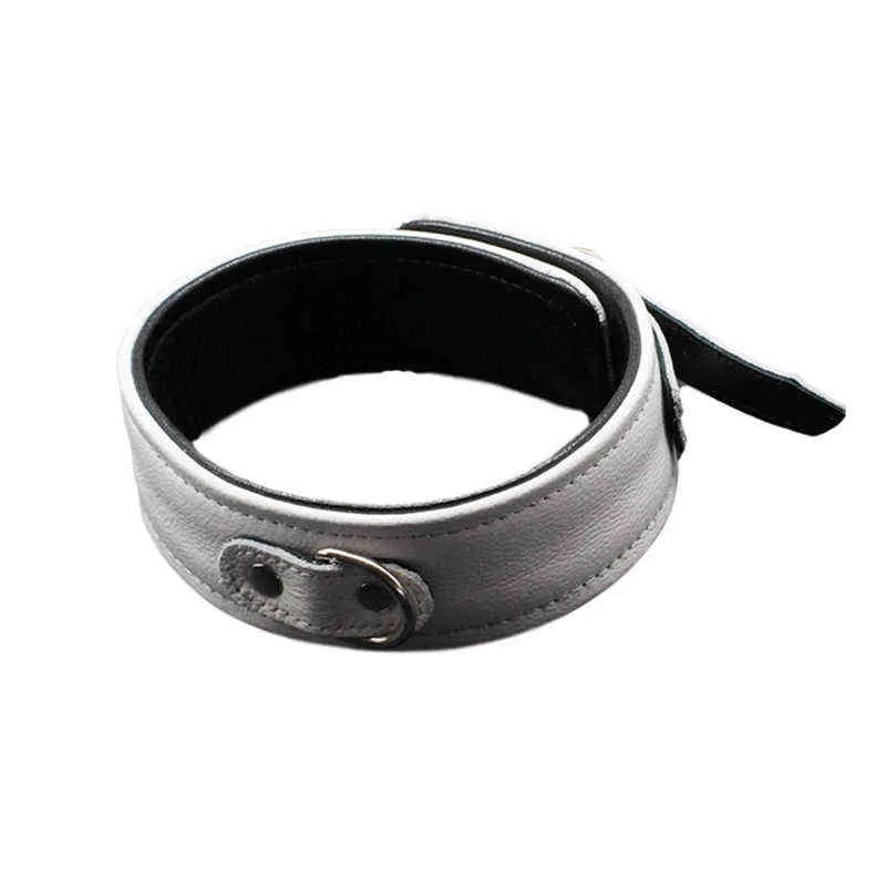 Nxy Sm Bondage Sexy Neck Collar Genuine Leather Ring Adjustable Bdsm Slave Restraints Adult Games Female Sex Products 220426