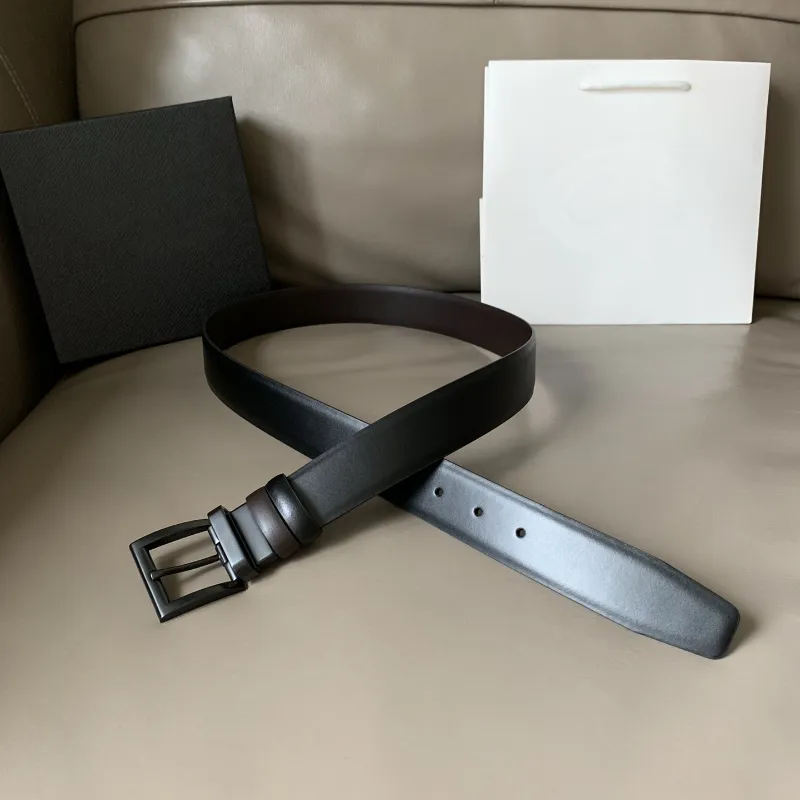 Black Belts Men's Leather Luxury Designers Width 3.5cm Belt Designer Smooth P Ladies Pin Buckle Reversible Belt 2022