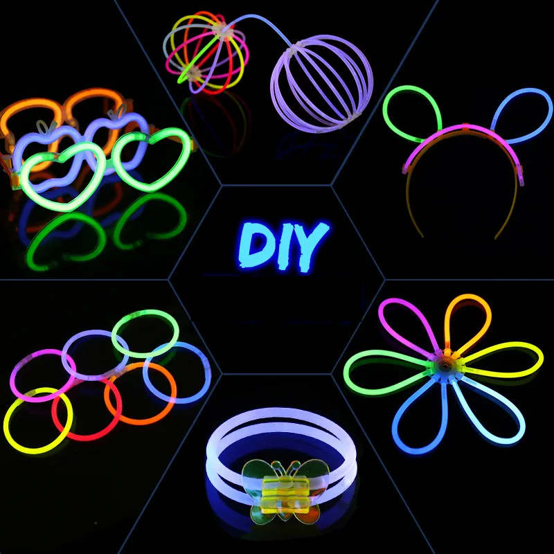 Fête Fluorescence Lumière Coloré Bâtons Lumineux Bracelets Colliers Néon Pour Mariage Festif Concert Vocal Fournitures Pour La Maison 220527