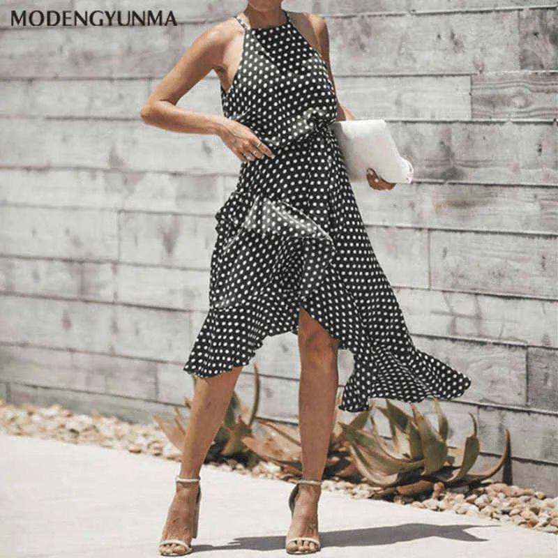 新しい夏のシフォンシャツドレスオフィスポルカドットビンテージドレス女性ドレス2021スプリングカジュアルレッドミディフローラルドレス女性G220309