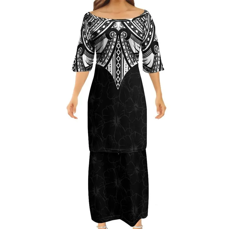 Fashion Charming Women Elegant Club Bodycon Dresses Samoan Puletasi Polynesian Design Dress 220706