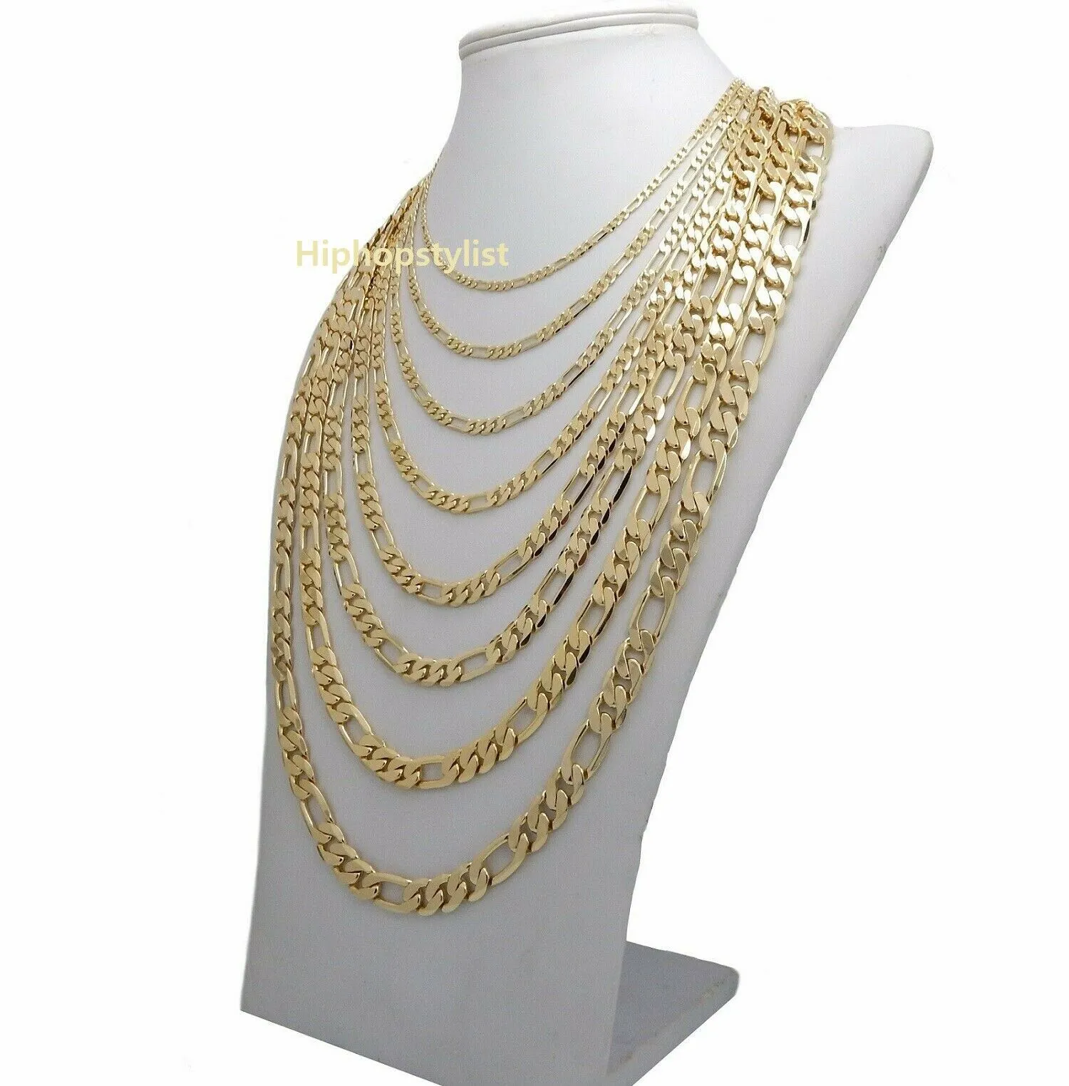 Collier de chaîne à maillons Figaro italien 14 carats 4 mm à 6 8 10 mm Or GF 24 323y