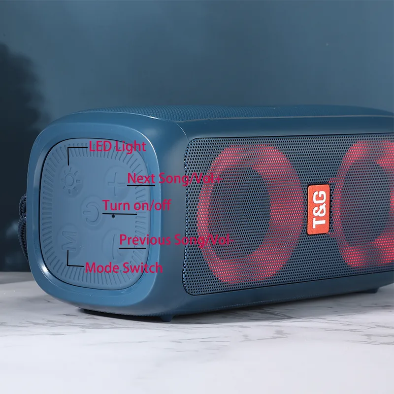 TG333 Przenośne bezprzewodowe głośnik Bluetooth subwoofer Wodoodporny głośnik zewnętrzny TF USB stereo z głośnikiem stojakiem