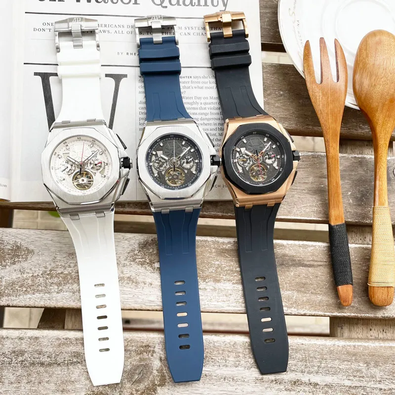 Relojes huecos para hombre, reloj mecánico automático, 44mm, luminosos, resistentes al agua, relojes de pulsera de negocios a la moda, Montre De Luxe1978