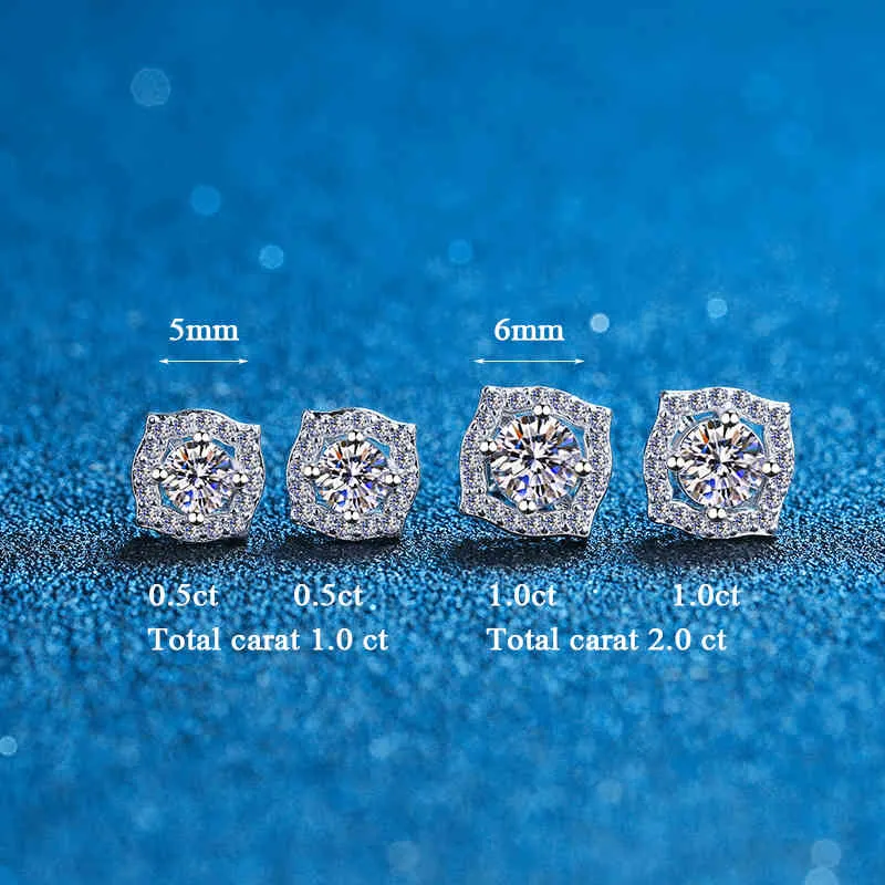 Boucles d'oreilles Moissanite véritable 2ct VVS1 Lab diamant 14K plaqué or blanc boucle d'oreille en argent sterling pour femmes oreille Stud Fine Jewelry8082076