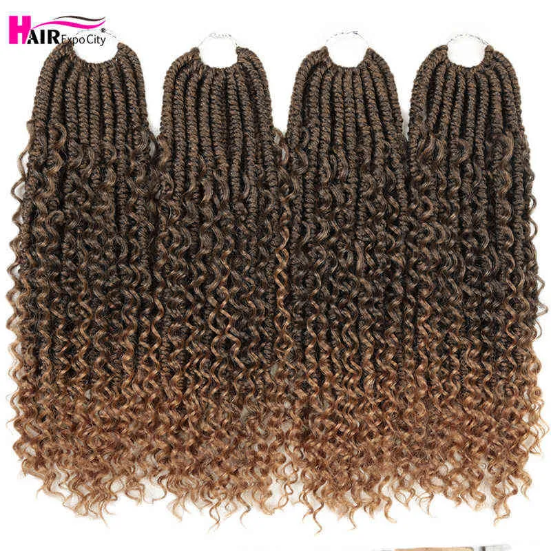 14-18 pouces Déesse Faux Locs Crochet Cheveux Bouclés Tresses Extensions de Tressage Synthétiques Pour Les Femmes Noires Expo City 220610
