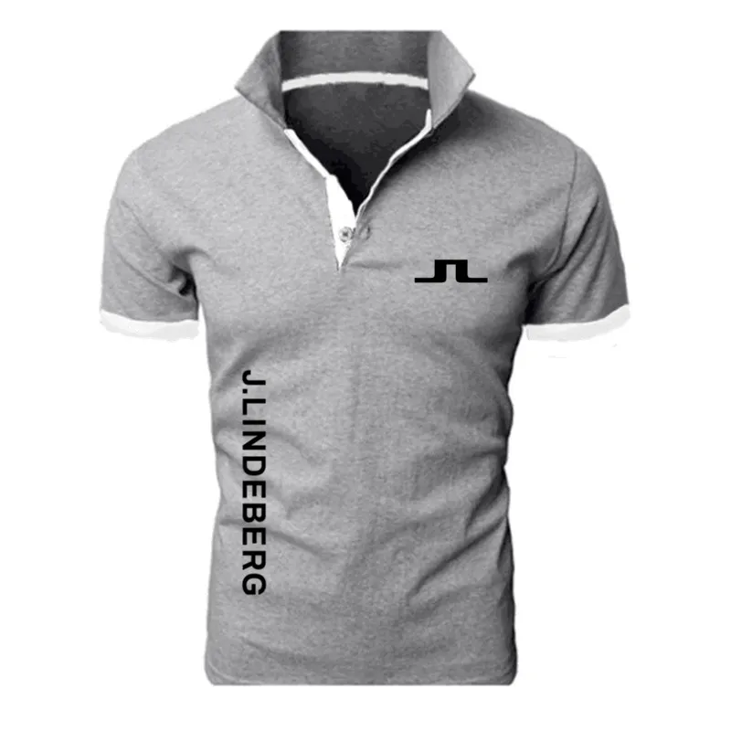 Высококачественный J Lindeberg Golf Polo Classic Brand Men Polo рубашка мужчина повседневная сплошная с коротким рукавом хлопковые поло 220707