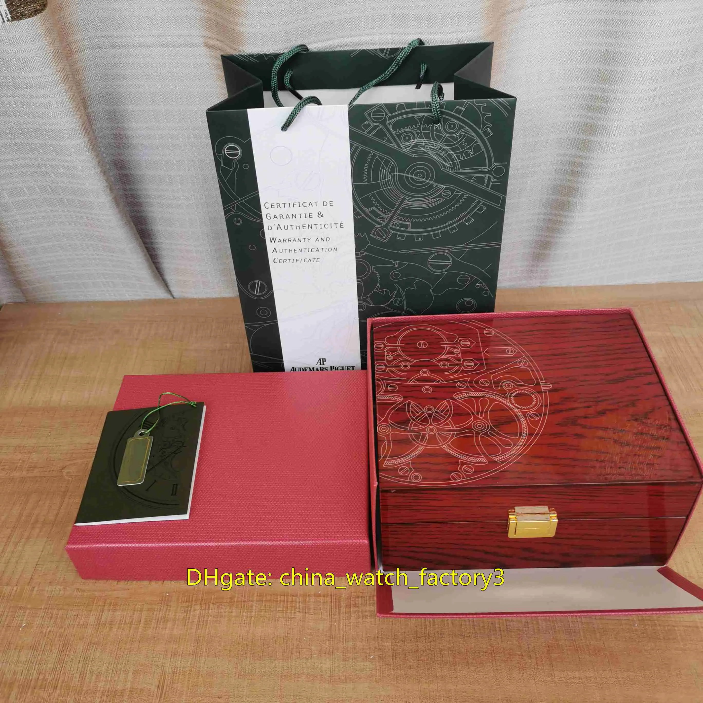 Säljer av hög kvalitet Royal Oak Offshore Watches Boxar Wood Leather Watch Original Box Papers Lås röd handväska 20mm x 16mm för 274m217f