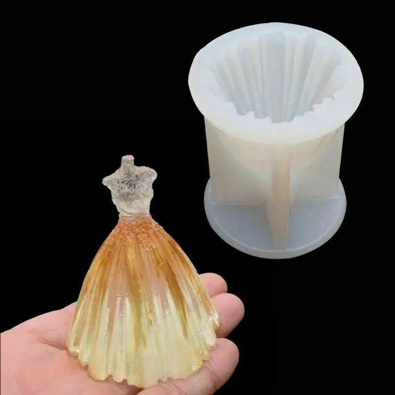 3D jupe princesse robe forme gâteau moule Silicone Fondant décoration outils de cuisson mariage bougie moule 220531