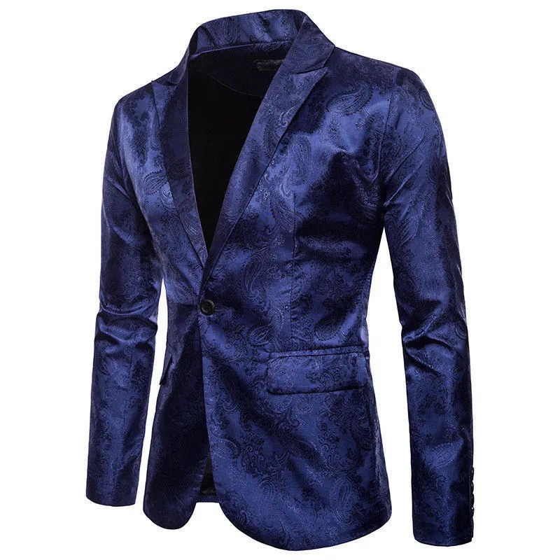 Mode hommes Slim Fit un bouton Blazers formel bureau d'affaires décontracté à motifs Court Style costume manteau hauts 220801