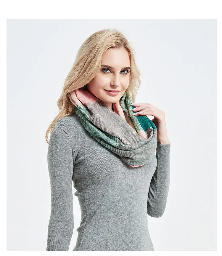 Sciarpa invernale scozzese con maglia Warm Convertible Journey WomenMan Wrap Secret Hidden Zipper Pocket infinity
