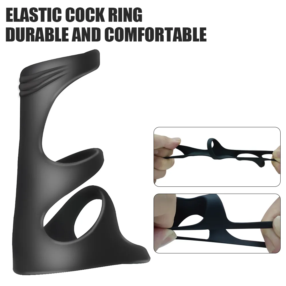 Drie Ring Cock Mannelijke Ejaculatie Vertraging Penisvergroting Erectie Elastische sexy Speelgoed voor Mannen Volwassen Product Mouw