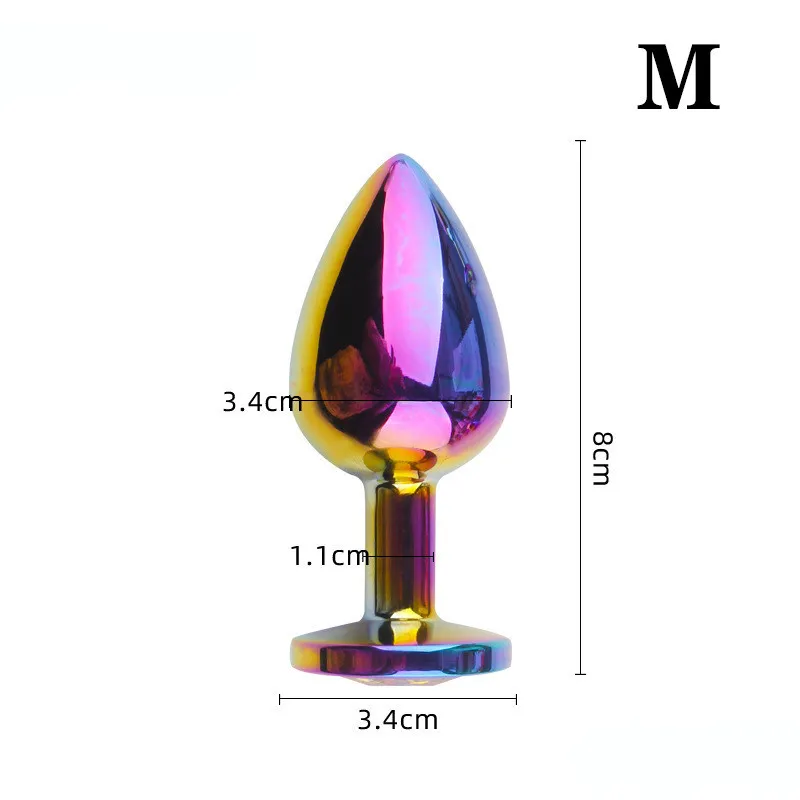 Massage Rose Gold Regenbogen Herz Form Kristall Metall Anal Perlen Butt Plug Schmuck Arsch Kleine Mittlere Größe Set Sex Spielzeug für Weiblich Männlich M-21