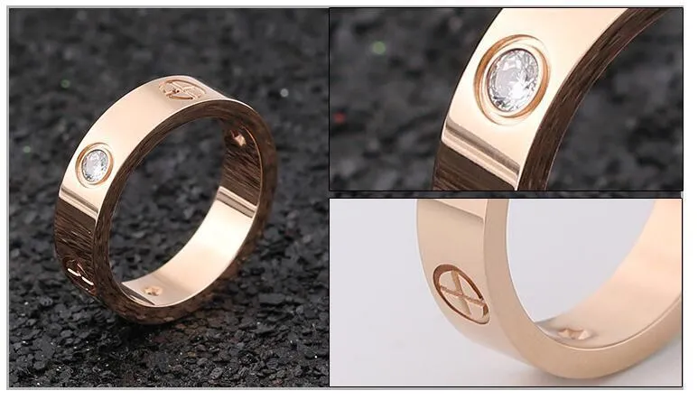 Fashion Rose Gold Stanless Steel Ring med stenkristall för flickor Kvinna Par i Wedding Cross 220719