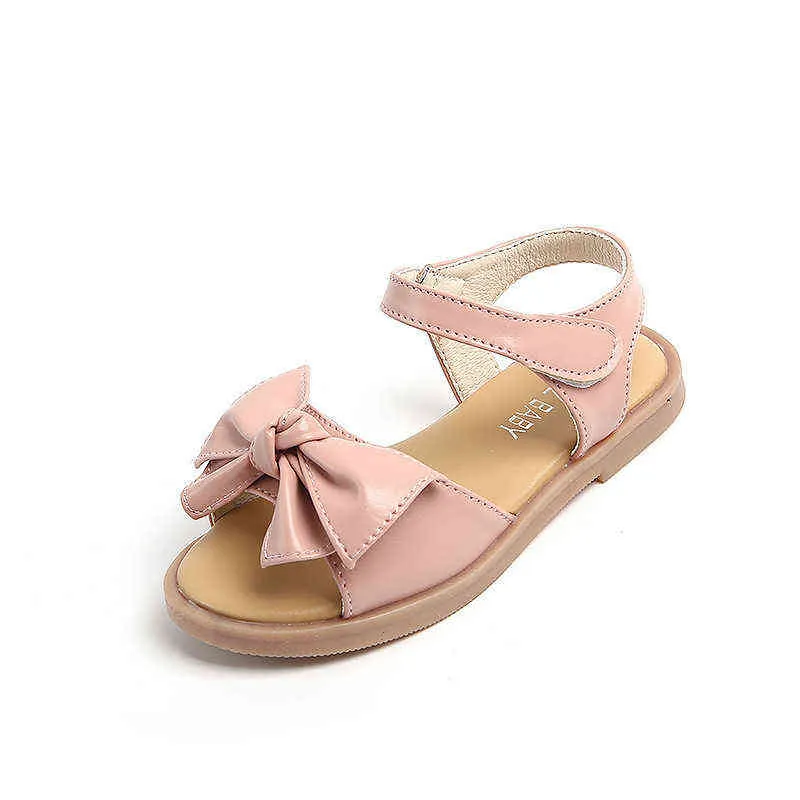 Flickor sandaler för barn skor sommarbarn bow mjuka sulor prinsessor skor non-slip strand sandaler mode platt g220523