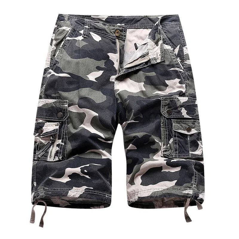 2022 New Spring Men Cotton Cargo Camouflage Shorts Clothing Summer Casual Breeche Bermuda Fashion Dropshipping Denim Cargo Short 0613